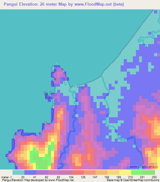 Pangui,Colombia Elevation Map