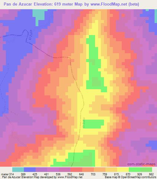 Pan de Azucar,Colombia Elevation Map