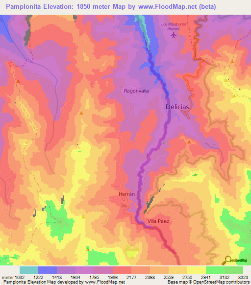 Pamplonita,Colombia Elevation Map