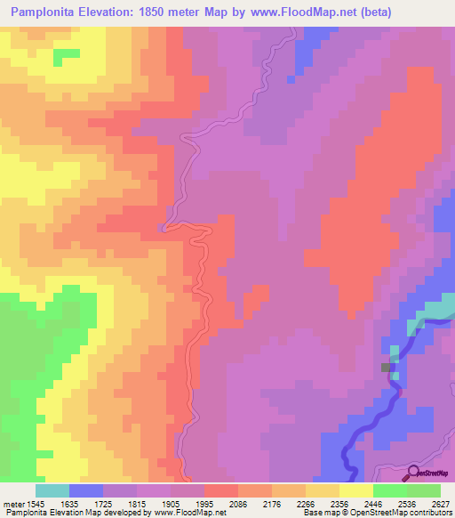 Pamplonita,Colombia Elevation Map