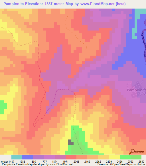 Pamplonita,Colombia Elevation Map