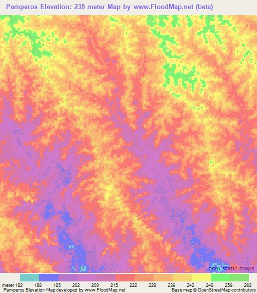 Pamperos,Colombia Elevation Map