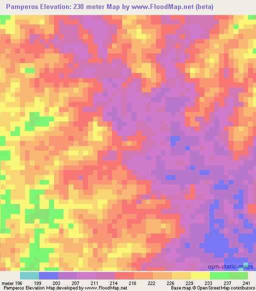 Pamperos,Colombia Elevation Map