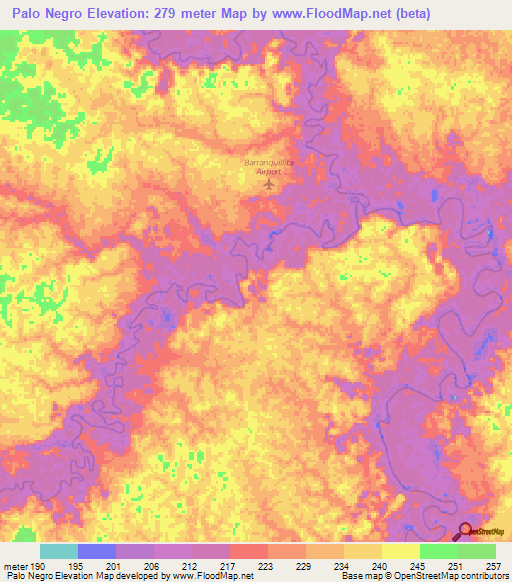 Palo Negro,Colombia Elevation Map