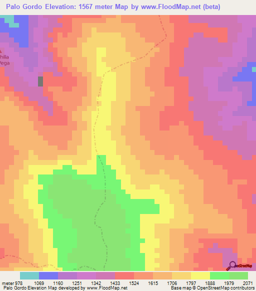 Palo Gordo,Colombia Elevation Map