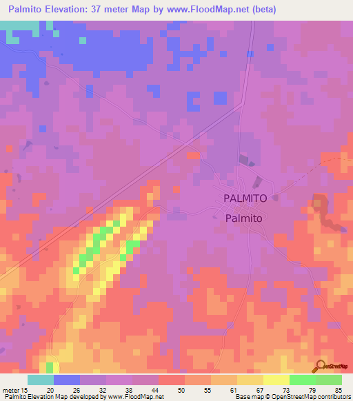 Palmito,Colombia Elevation Map