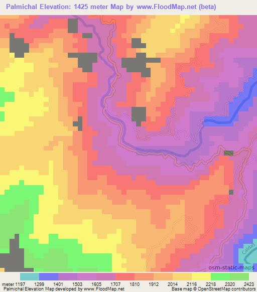 Palmichal,Colombia Elevation Map