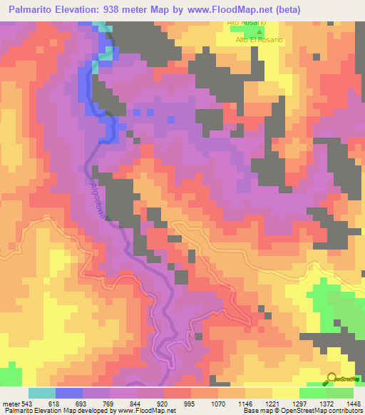 Palmarito,Colombia Elevation Map