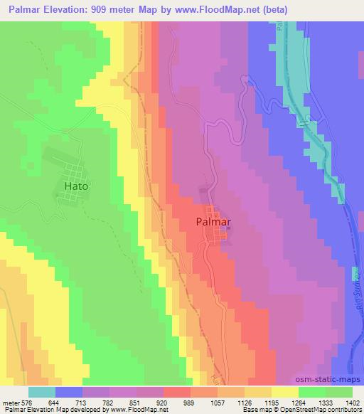 Palmar,Colombia Elevation Map