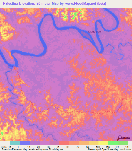 Palestina,Colombia Elevation Map