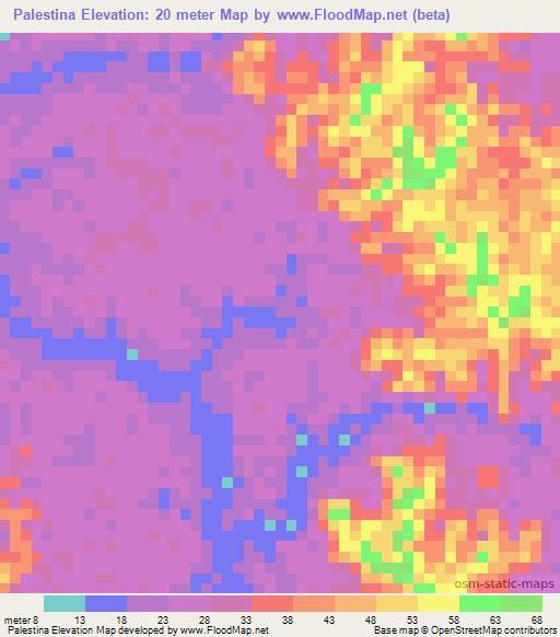 Palestina,Colombia Elevation Map