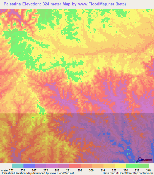 Palestina,Colombia Elevation Map