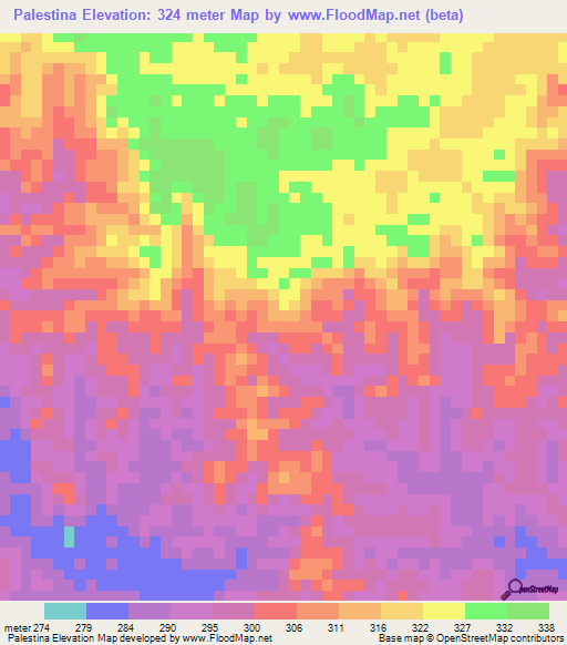 Palestina,Colombia Elevation Map