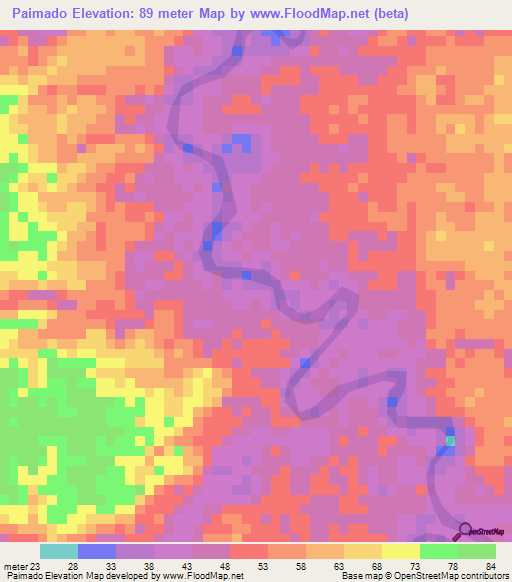 Paimado,Colombia Elevation Map