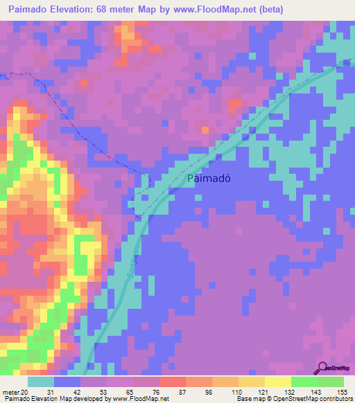 Paimado,Colombia Elevation Map