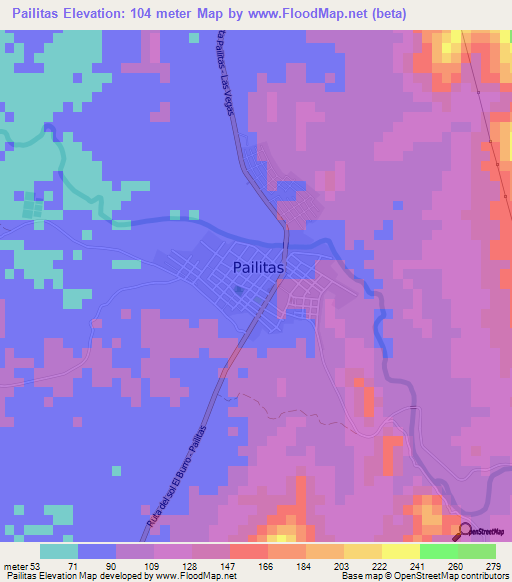 Pailitas,Colombia Elevation Map