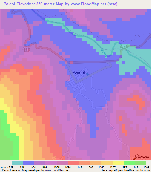 Paicol,Colombia Elevation Map