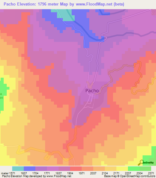 Pacho,Colombia Elevation Map