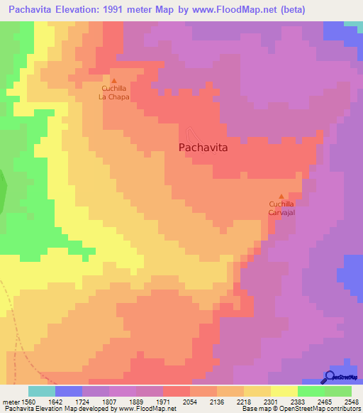 Pachavita,Colombia Elevation Map