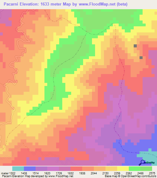 Pacarni,Colombia Elevation Map