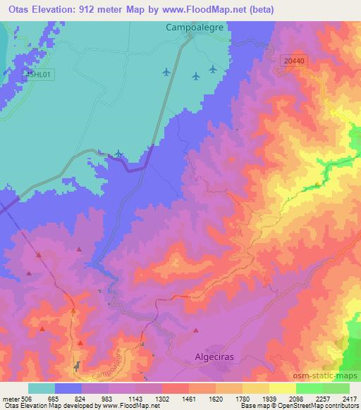 Otas,Colombia Elevation Map