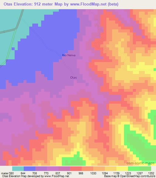 Otas,Colombia Elevation Map