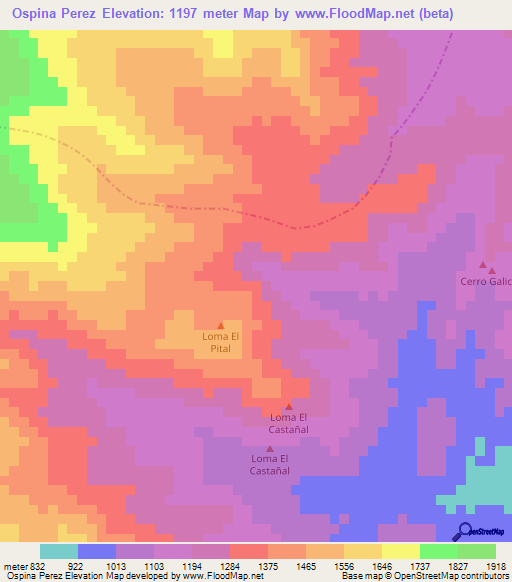 Ospina Perez,Colombia Elevation Map