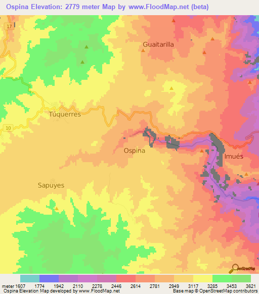 Ospina,Colombia Elevation Map