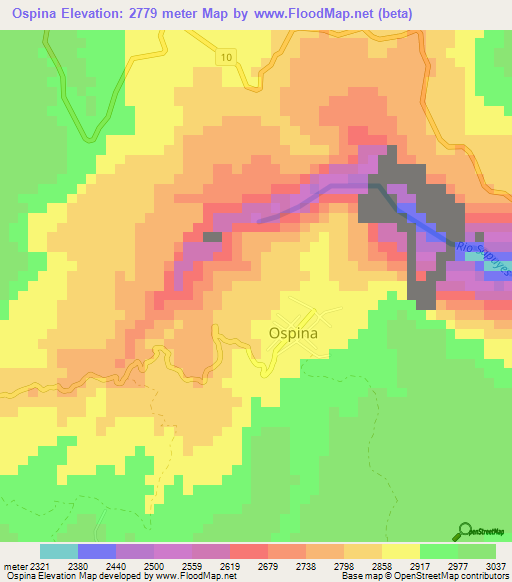 Ospina,Colombia Elevation Map