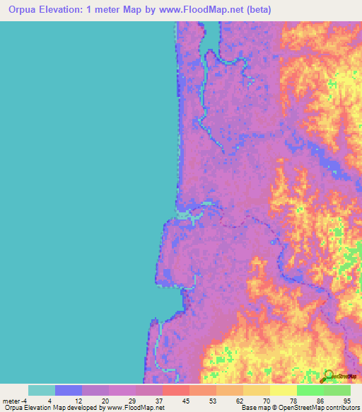 Orpua,Colombia Elevation Map