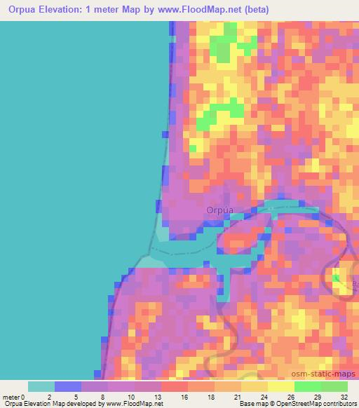 Orpua,Colombia Elevation Map