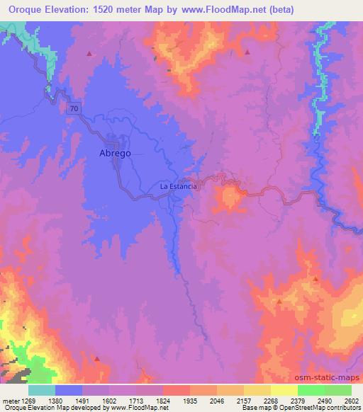 Oroque,Colombia Elevation Map