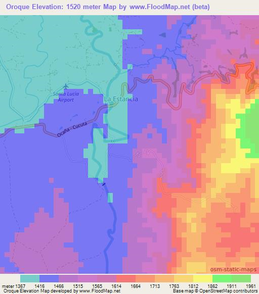 Oroque,Colombia Elevation Map