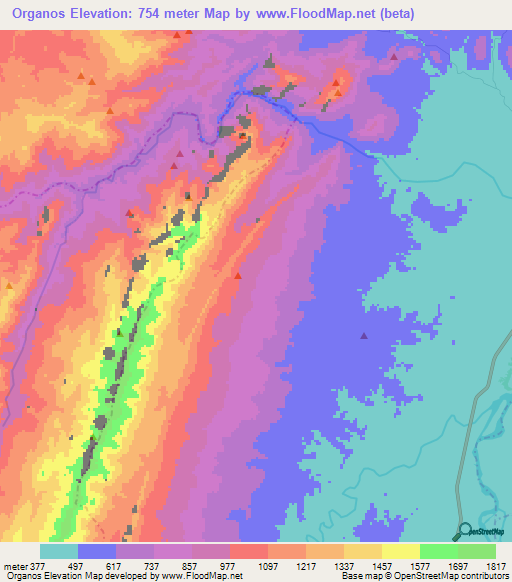 Organos,Colombia Elevation Map