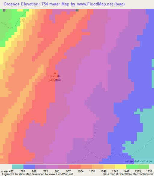 Organos,Colombia Elevation Map