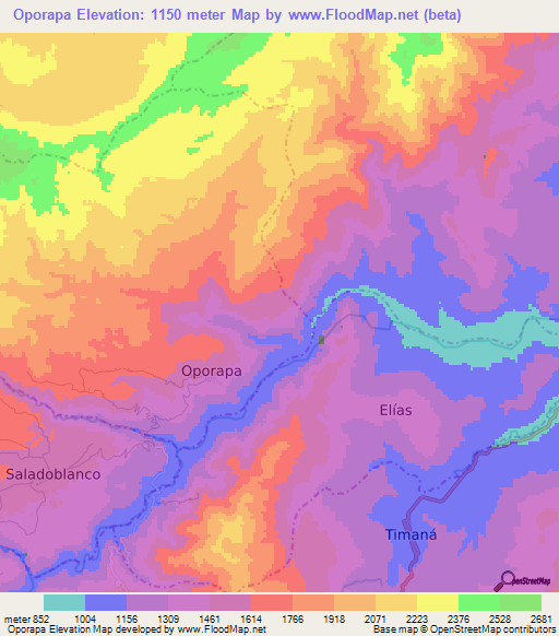 Oporapa,Colombia Elevation Map