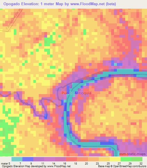 Opogado,Colombia Elevation Map