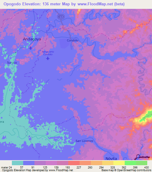 Opogodo,Colombia Elevation Map