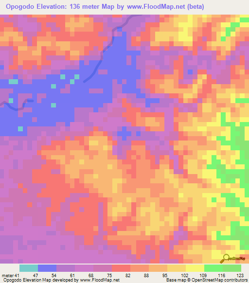 Opogodo,Colombia Elevation Map