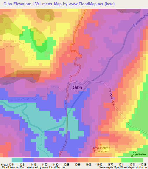 Oiba,Colombia Elevation Map