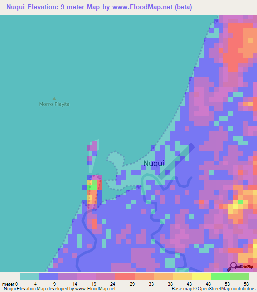 Nuqui,Colombia Elevation Map