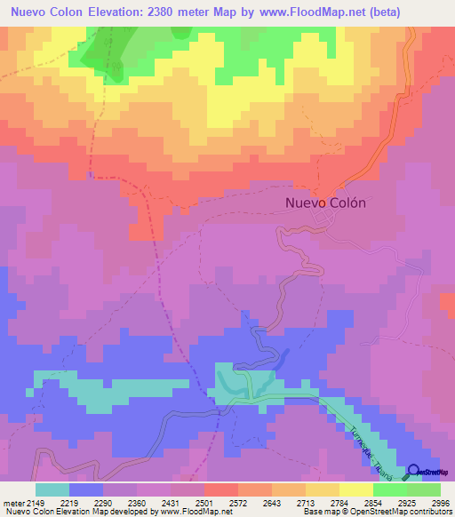 Nuevo Colon,Colombia Elevation Map