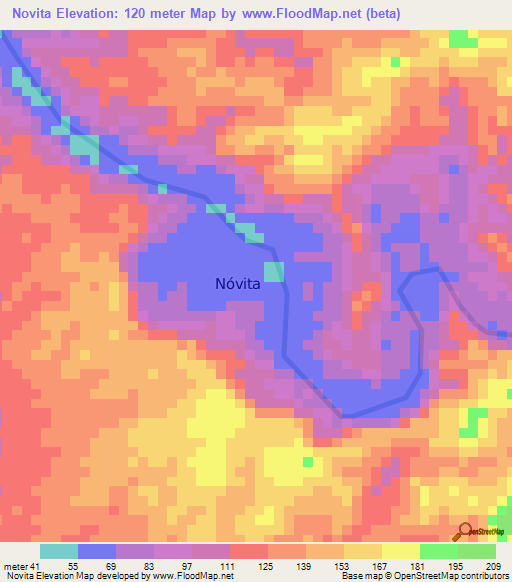 Novita,Colombia Elevation Map