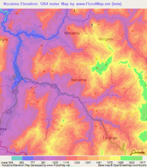 Nocaima,Colombia Elevation Map