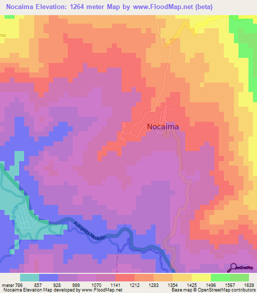 Nocaima,Colombia Elevation Map