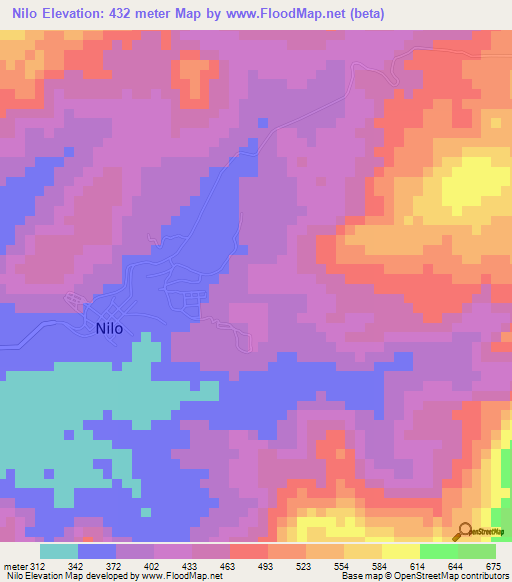 Nilo,Colombia Elevation Map