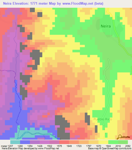 Neira,Colombia Elevation Map