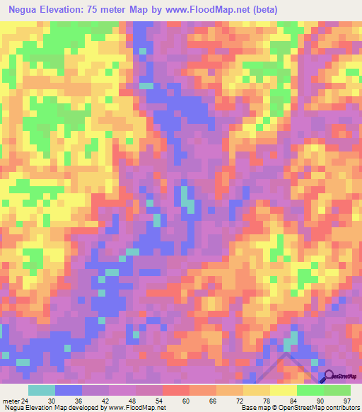 Negua,Colombia Elevation Map