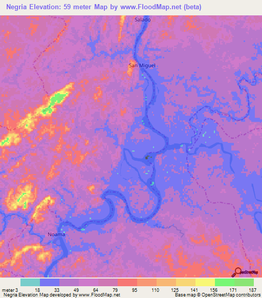 Negria,Colombia Elevation Map