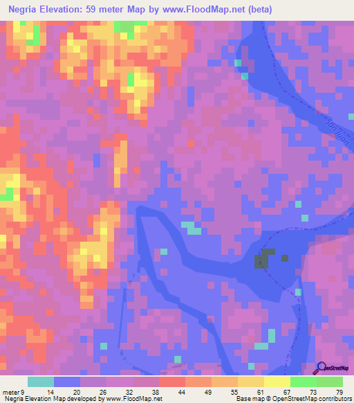 Negria,Colombia Elevation Map